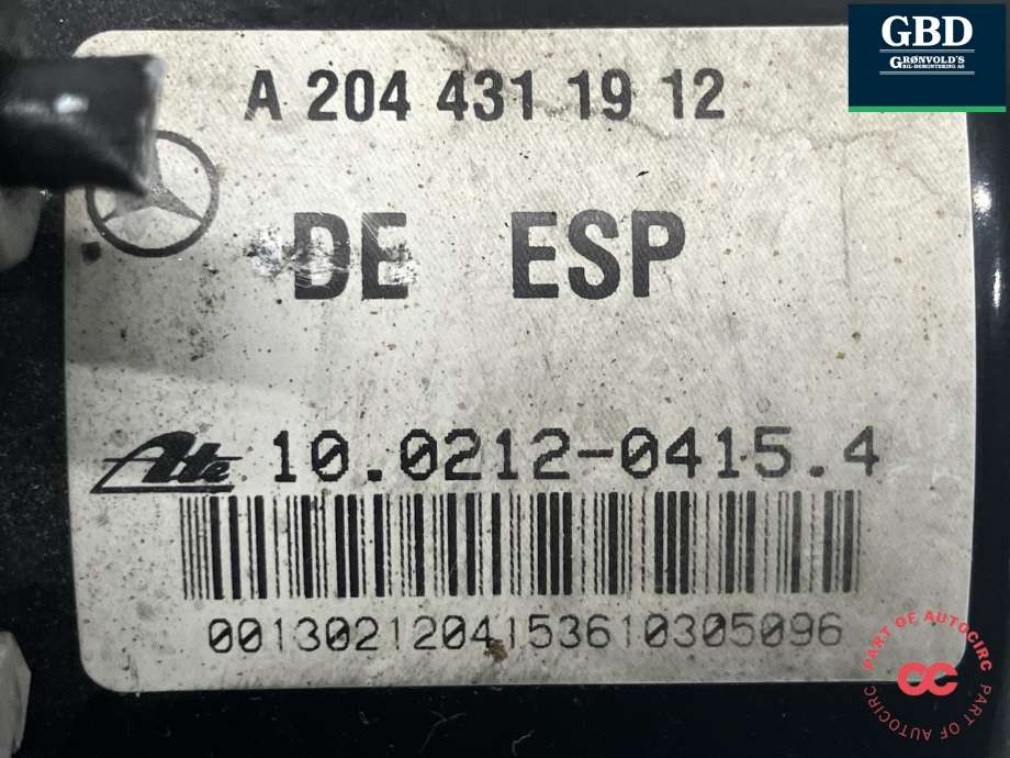 ABS sentral til Mercedes C-Klasse 2007-2011 (Fase 1) (W204) (W204) (A 204 431 55 12|A 204 431 19 12|A 204 901 24 00)