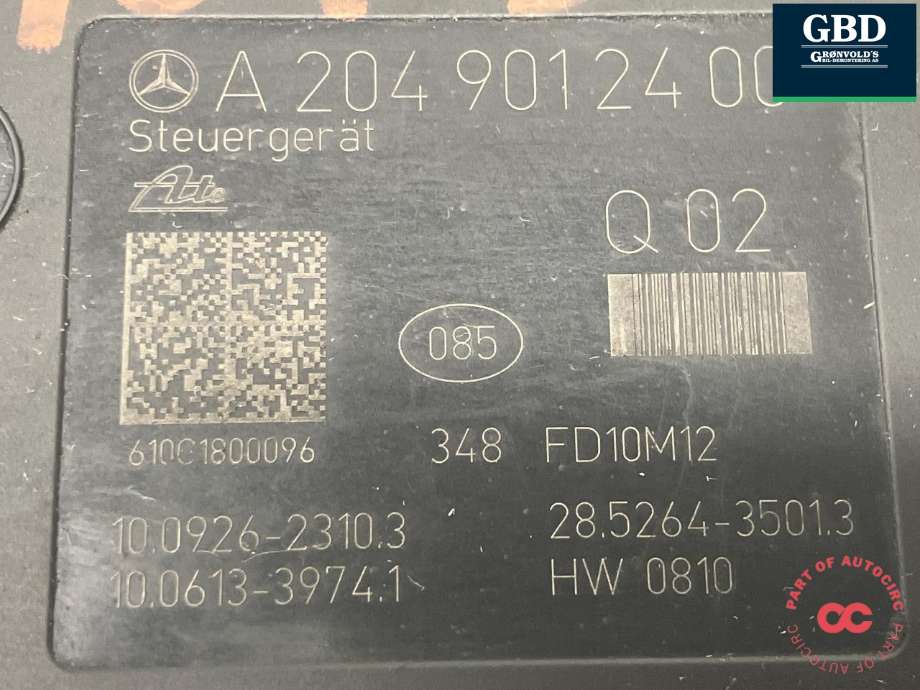 ABS sentral til Mercedes C-Klasse 2007-2011 (Fase 1) (W204) (W204) (A 204 431 55 12|A 204 431 19 12|A 204 901 24 00)