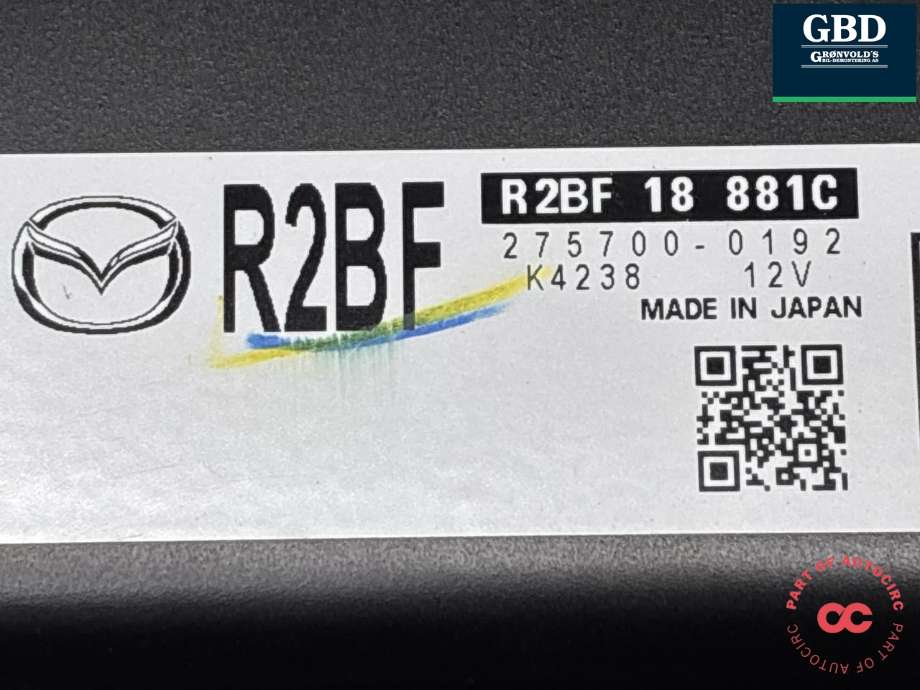 Styreenhet motor til Mazda 6 2010-2013 (Type II, Fase 2)  (R2BF18881C|275700-0192|R2BF 18 881C)