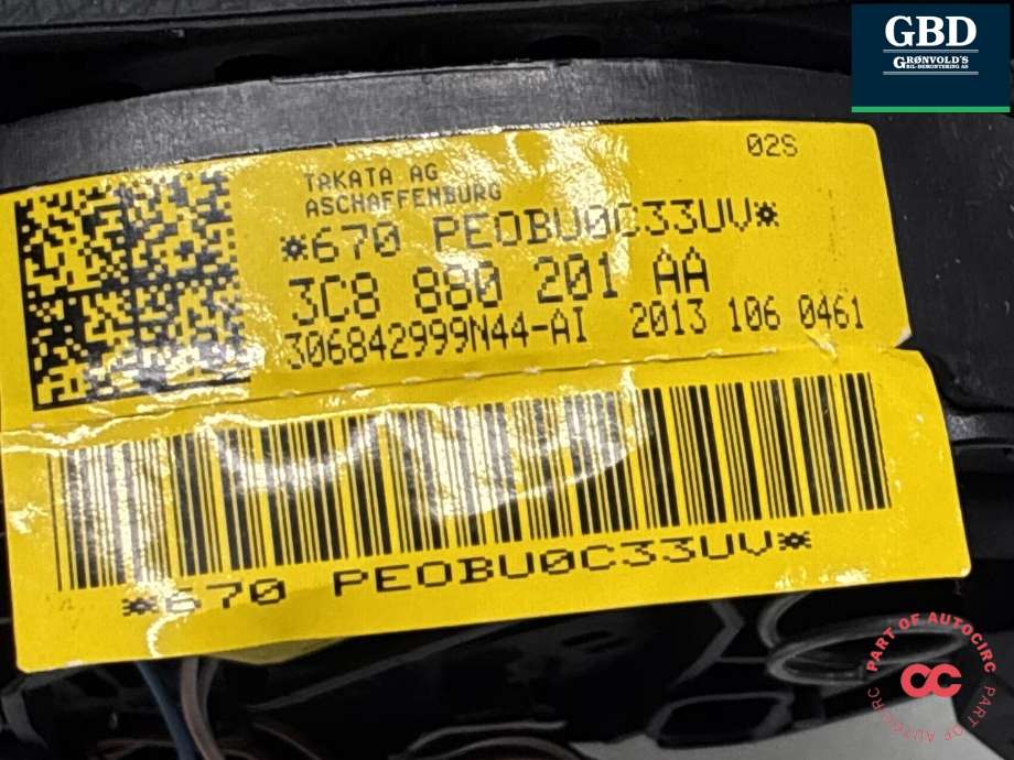 Airbag rattpute til VW Passat 2011-2015 (B7) (B7) (3C8 880 201 AH|3B0880201A|)