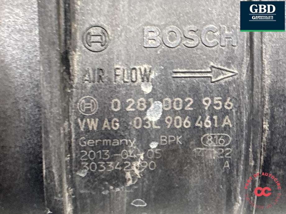 Luftmengde/luftmassemåler til VW Passat 2011-2015 (B7) (B7) (03L 906 461 A|0281002956|)