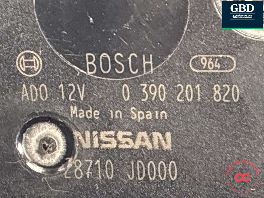 Viskermotor bakrute til Nissan Qashqai 2014-2021 (Type II)  (287104EL0A|0 390 201 820|)