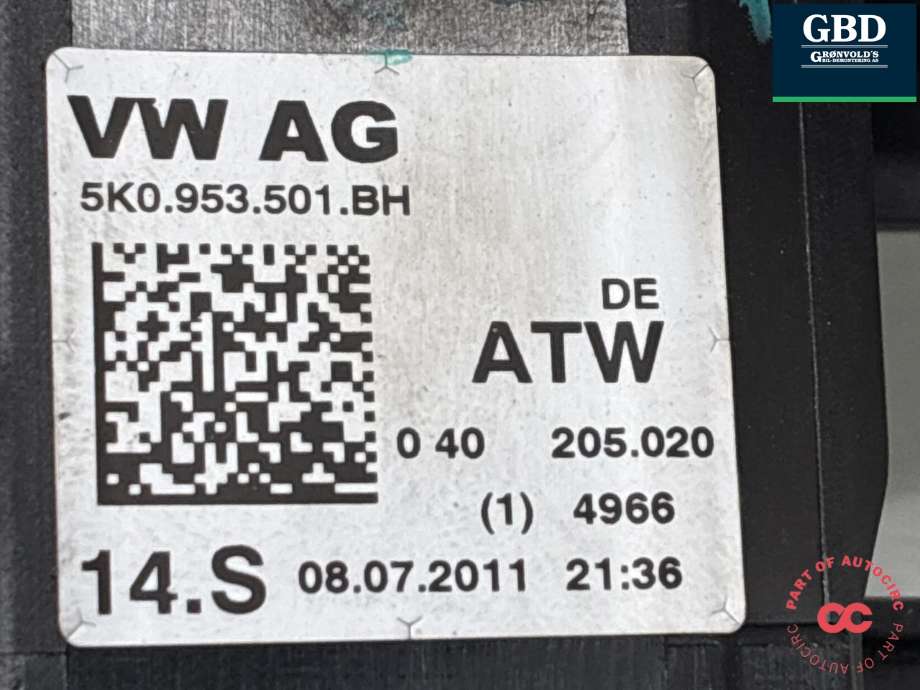 Bryter combi til VW Tiguan 2011-2016 (Type I, Fase 2) (5K0 953 502 M 9B9|279898|5K0953501BH)