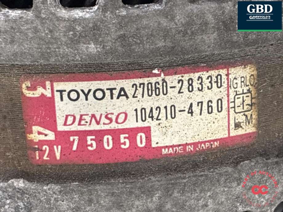Dynamo til Toyota RAV4 2006-2009 (Type III, Fase 1)  (2706028330|)