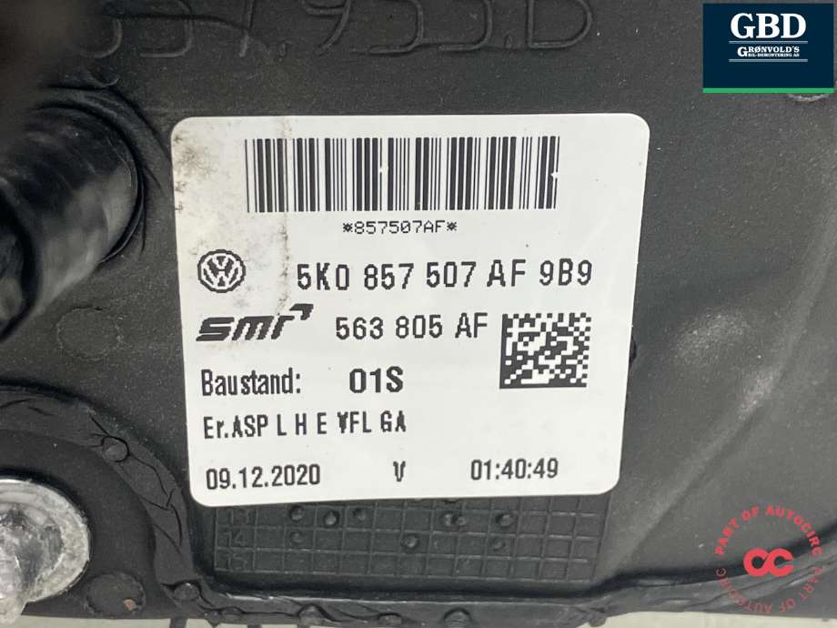 Speil venstre til VW Golf VI 2008-2012  (5K0 857 507 AF 9B9|563 805 AF|)