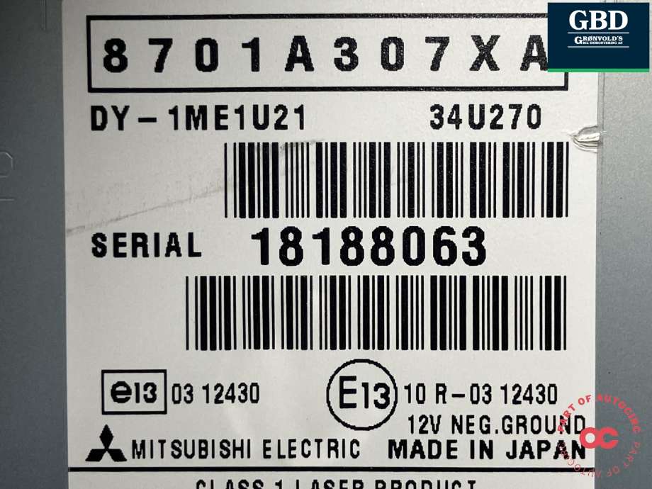 Bilstereo til Mitsubishi i-MiEV 2010-->> (MITSUBISHI|8701A307XA|DY-1ME1U21|34U270)