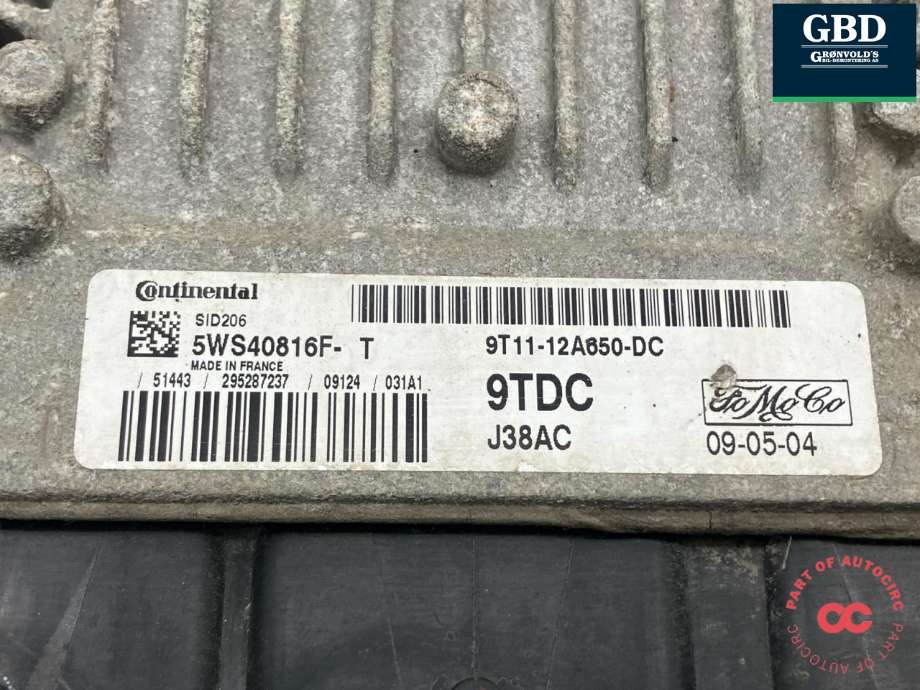 Styreenhet motor til Ford Transit Connect 2009-2013 (Type I, Fase 2) (1704092|6U71-12A650-UC|9T11-12A650-DC)