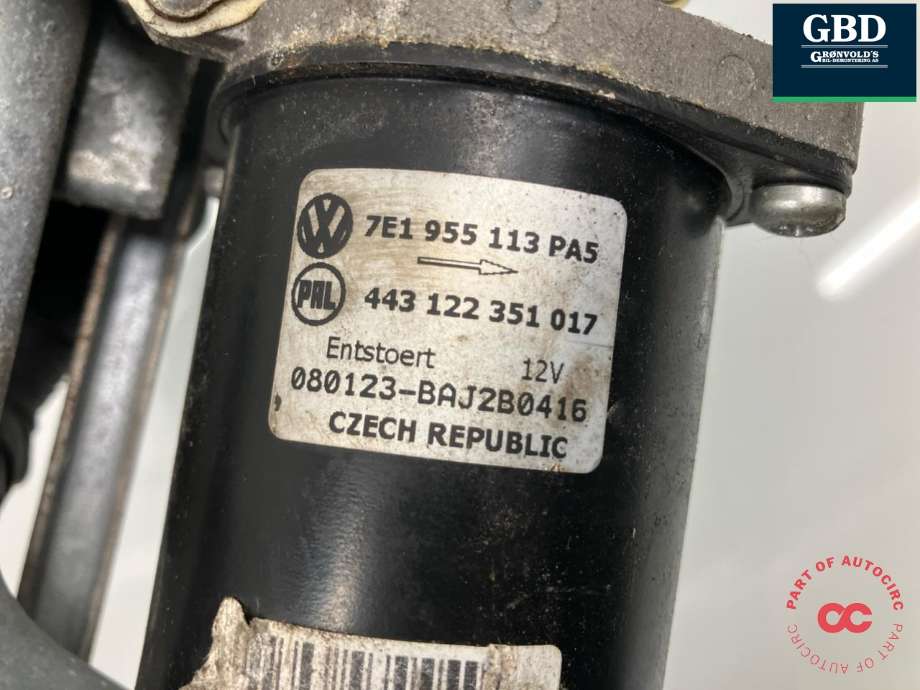 Viskermotor frontrute komplett m/overføring til VW Transporter / Caravelle 2003-2009 (Fase 1) (T5) (T5) (7E1 955 113 G| 7E1 955 113|7E1 955 603 C|7H1 955 603 | 7H1 955 023 B)