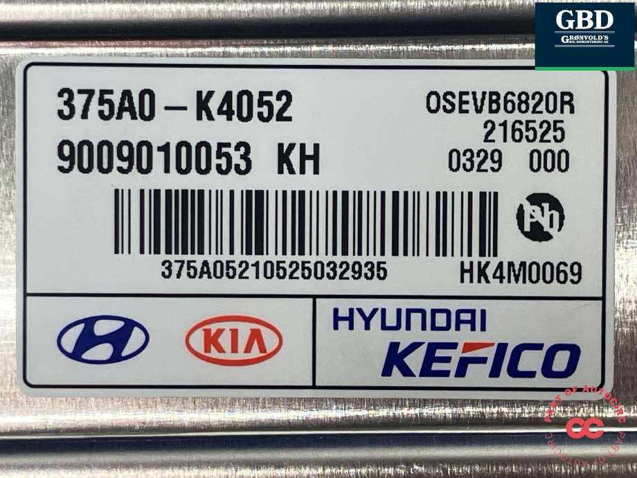 Styreenhet batteri elbil (BMS - Battery Management System) til Hyundai Kona 2017-2021 (Type I, Fase 1)  (375A0K4 050|375A0-K4052|9009010053 KH)