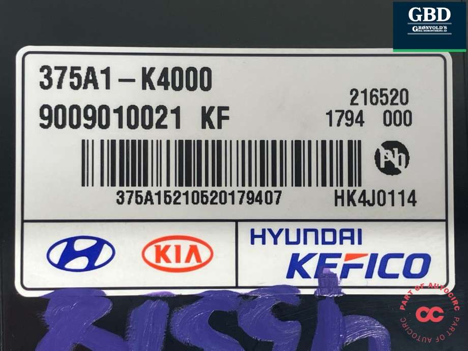 Styreenhet batteri elbil (BMS - Battery Management System) til Hyundai Kona 2017-2021 (Type I, Fase 1)  (375A1K4 000|375A1-K4000|9009010021 KF)