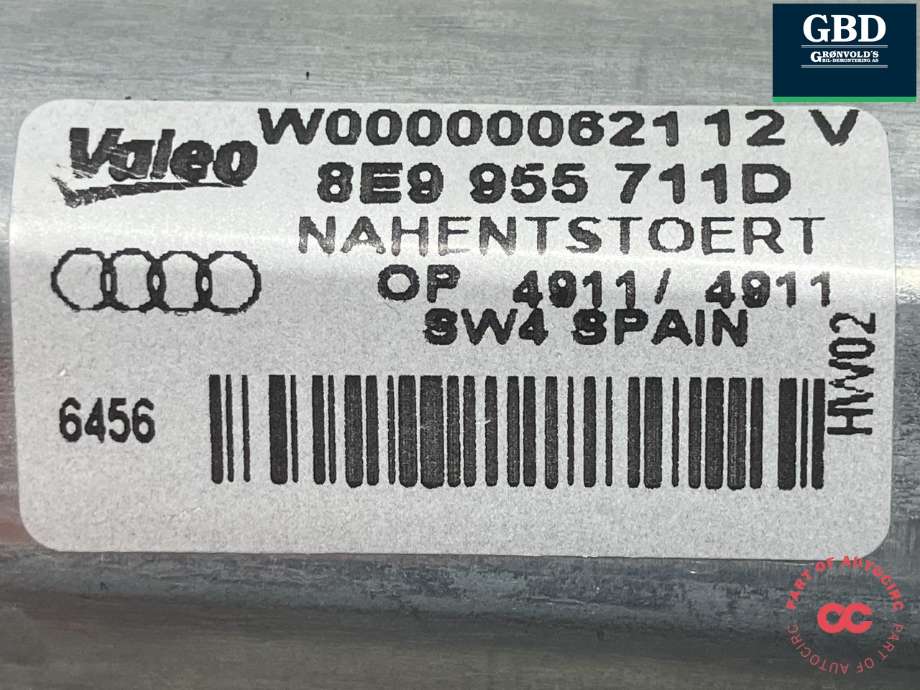 Viskermotor bakrute til Audi A3 2003-2008 (Type II, Fase 1)  (VALEO|8R0 955 711 C|8E9 955 711 E|W000000621)