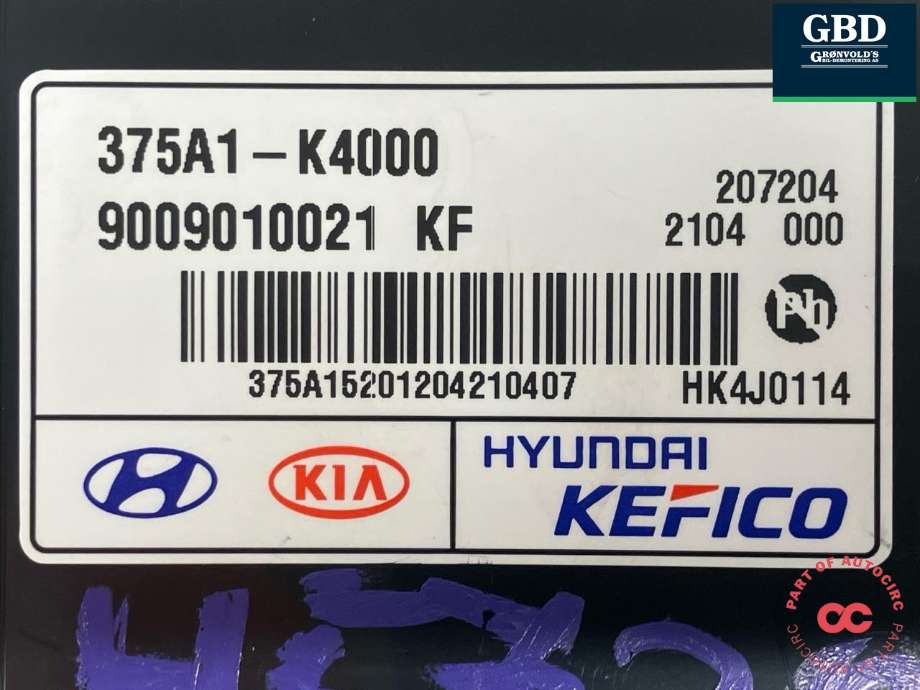 Styreenhet batteri elbil (BMS - Battery Management System) til Hyundai Kona 2021-2023 (Type I, Fase 2)  (375A1K4 000|375A1-K4000|9009010021 KF)