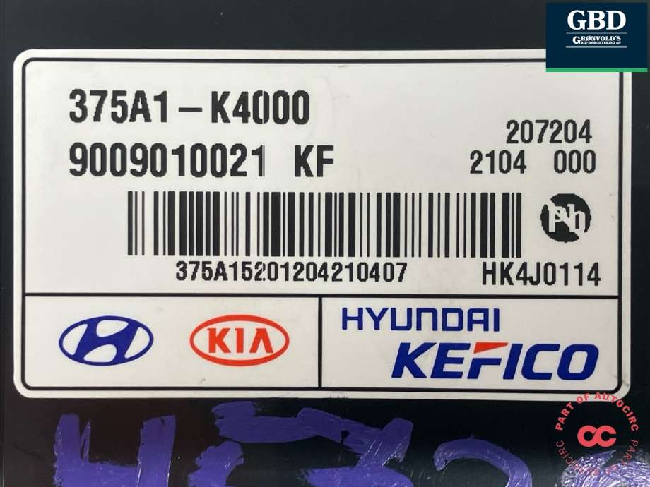 Styreenhet batteri elbil (BMS - Battery Management System) til Hyundai Kona 2021-2023 (Type I, Fase 2)  (375A1K4 000|375A1-K4000|9009010021 KF)
