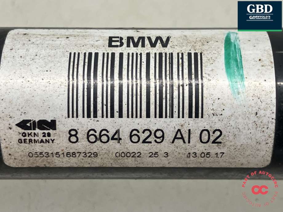 Drivaksel høyre bak, diesel/automat til BMW 5-Serie 2017-->> (G30/G31) (G30/G31) (33 20 8 664 628|8 664 629 AI 02|)