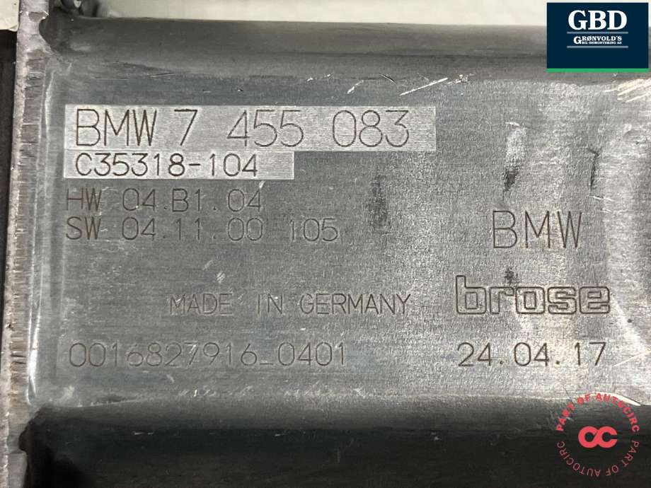 Ruteheis, kun motor, høyre bak til BMW 5-Serie 2017-->> (G30/G31) (G30/G31) (61 35 5 A5C 895|51 35 7 455 083|C35318-104)