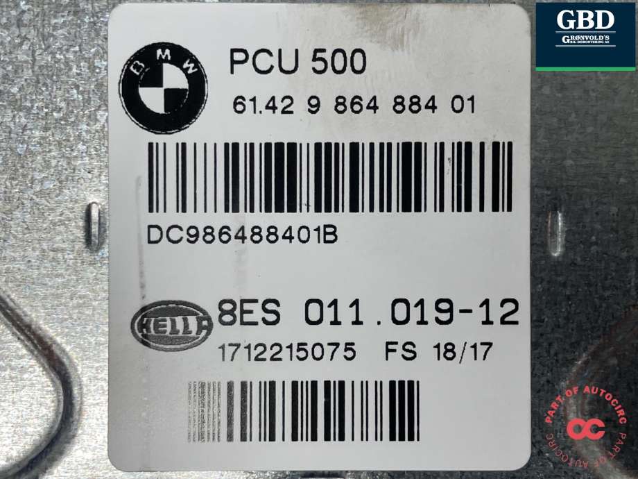 Styreenhet diverse til BMW 5-Serie 2017-->> (G30/G31) (G30/G31) (HELLA|61 42 5 B62 A38|61 42 8 736 485| 61 42 5 A05 A03|61 42 9 864 884| 8ES 011 019 - 12)