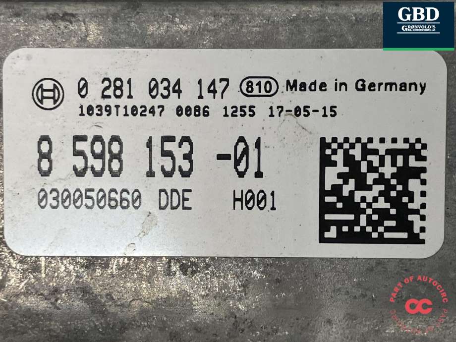 Styreenhet motor til BMW 5-Serie 2017-->> (G30/G31) (G30/G31) (BOSCH|13 61 8 598 153|8 598 153|0 281 034 147)
