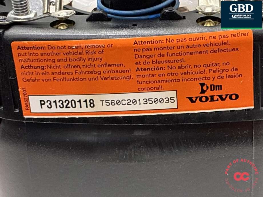 Airbag rattpute til Volvo V70 2007-2013 (Type III, Fase 1)  (31332826|)