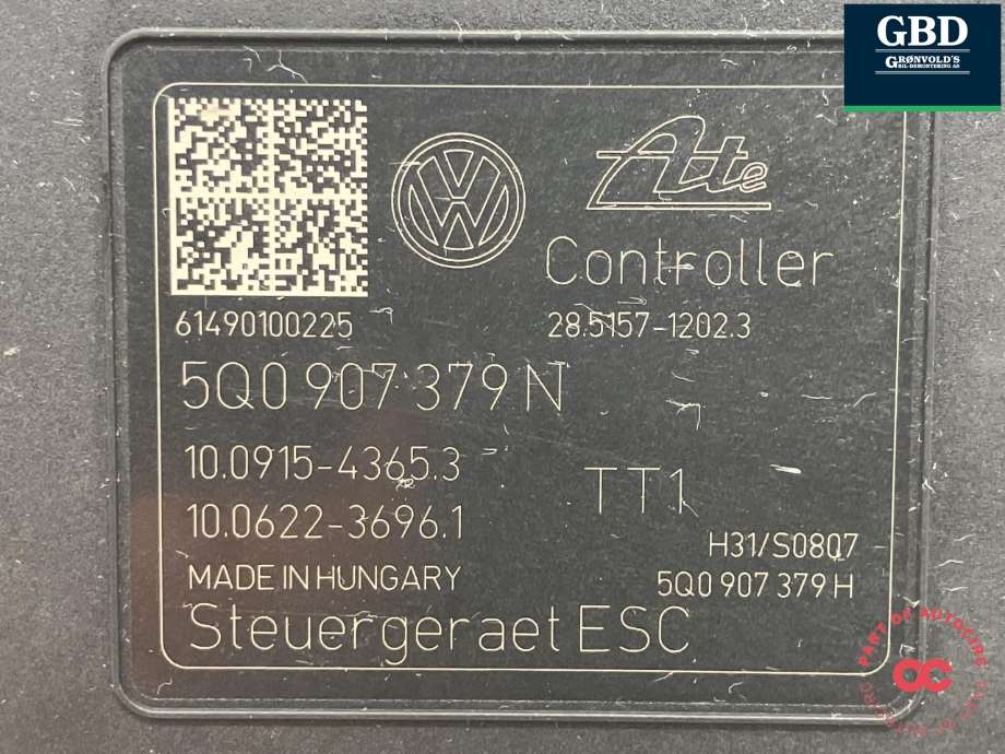 ABS sentral til VW e-Golf 2014-2017 (Fase 1) (5Q0 614 517 AL BEF|5Q0 614 517 M BEF|5Q0 907 379 N)