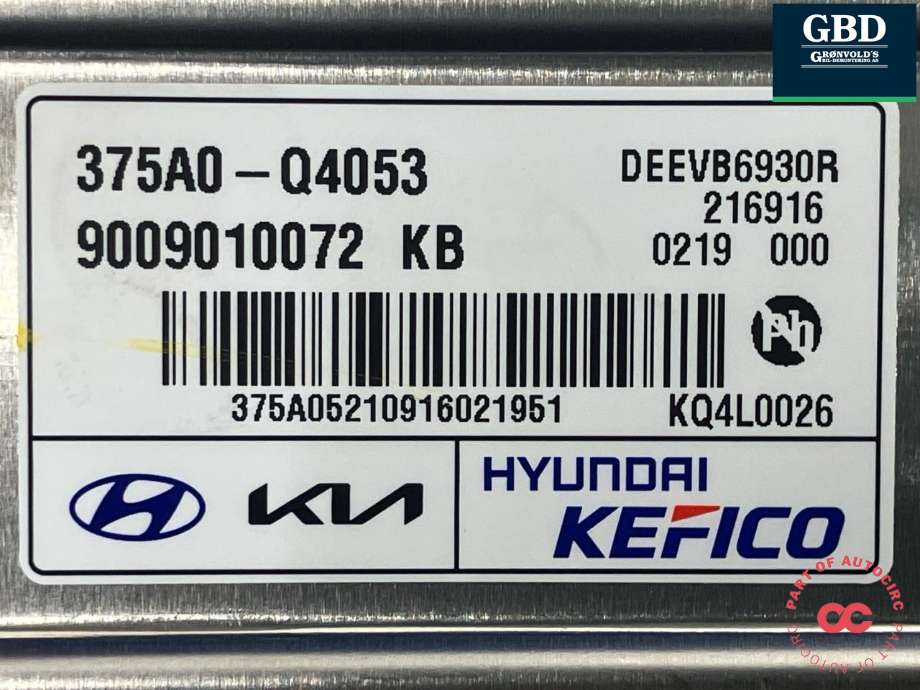 Styreenhet batteri elbil (BMS - Battery Management System) til Kia Soul 2014-2019 (Type II) (375A0Q4 053|375A0-Q4053|9009010072 KB)