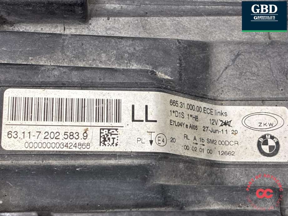 Frontlykt venstre xenon til BMW 3-Serie 2005-2011 (E90/E91/E92/E93) (E90/E91/E92/E93) (63 11 7 240 247|)