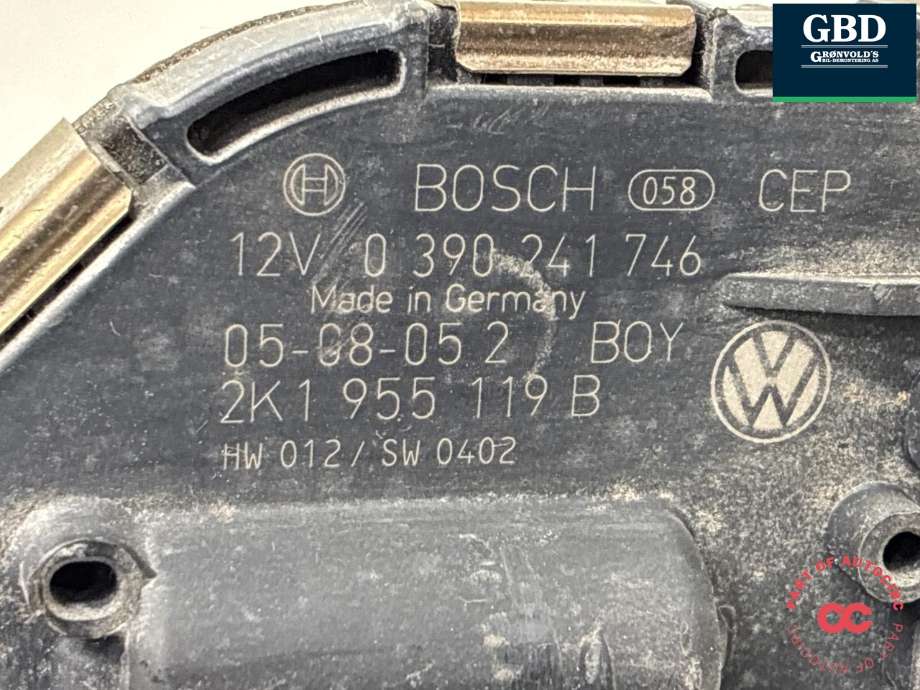 Viskermotor frontrute til VW Caddy 2004-2010 (Type III, Fase 1)  (2K1 955 119 D|2K1 955 119 C|)