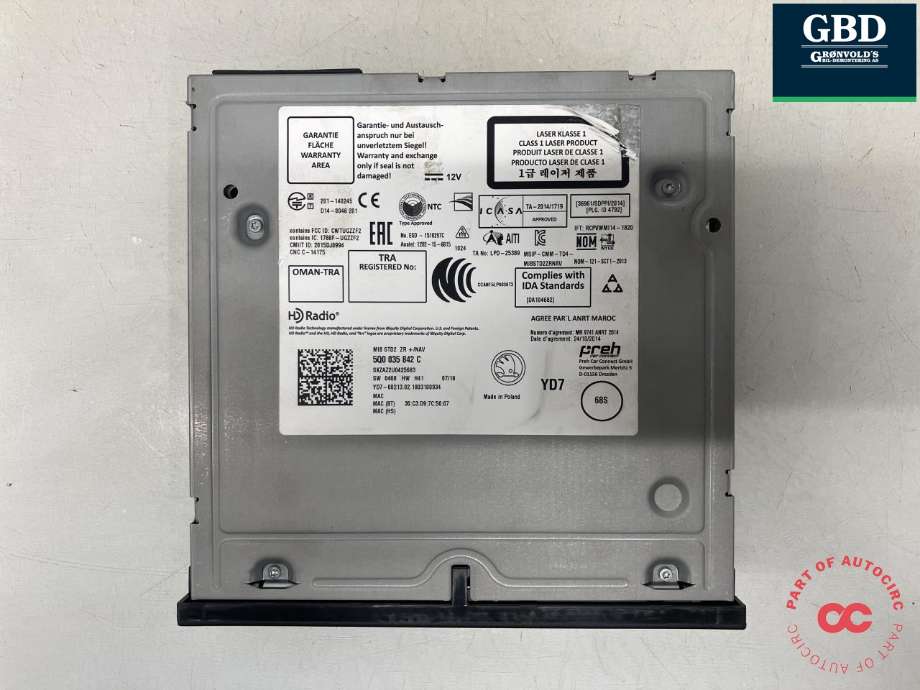 Bilstereo til Škoda Fabia 2014-2021 (Type III) (5Q0 035 842 C|)