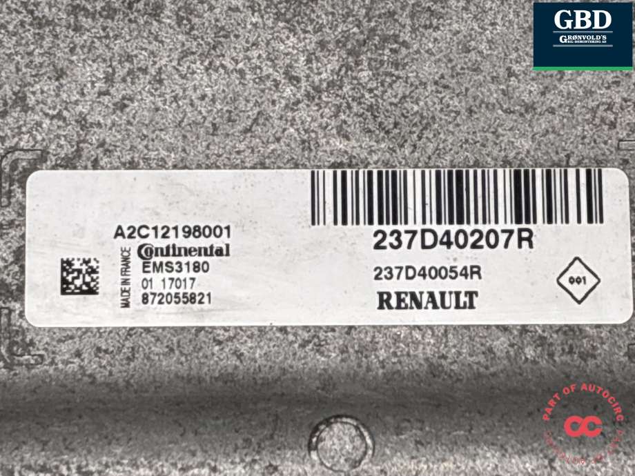 Styreenhet motor til Renault Zoe 2013-2019 (Fase 1)  (237D40289R|237D40207R|A2C91816800)