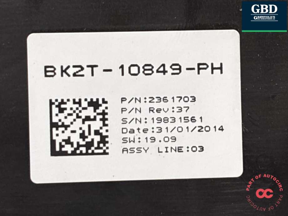 Instrumentpanel til Ford Transit Custom 2013-2023 (Type I)  (2258753|BK2T-10849-PP|BK2T-10849)