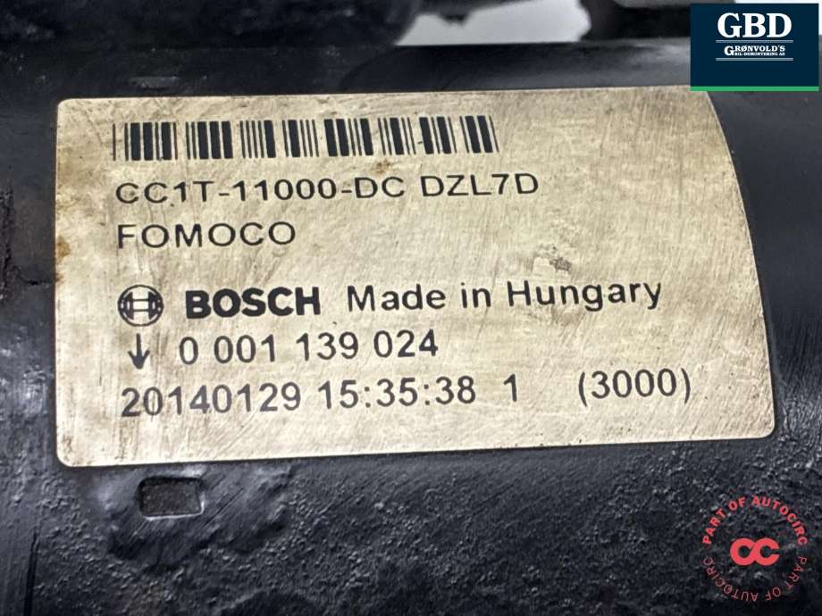 Starter diesel til Ford Transit Custom 2013-2023 (Type I)  (2329679|2033120|CC1T-11000-DD)