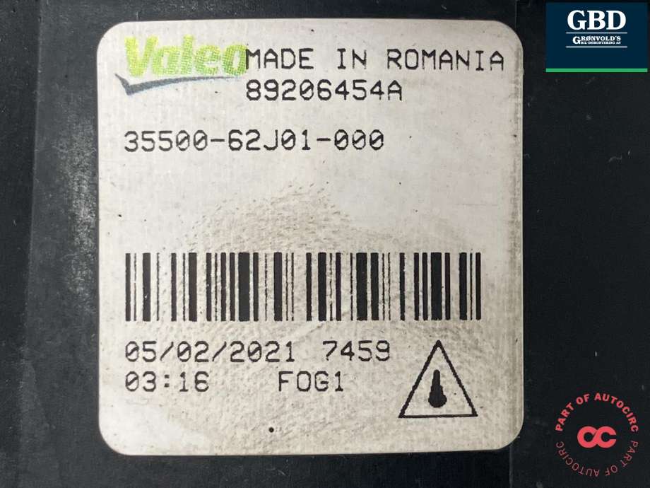 Tåkelykt venstre foran til Suzuki Vitara 2015-->> (Type IV)  (VALEO|35500-62J01|89206454A|)
