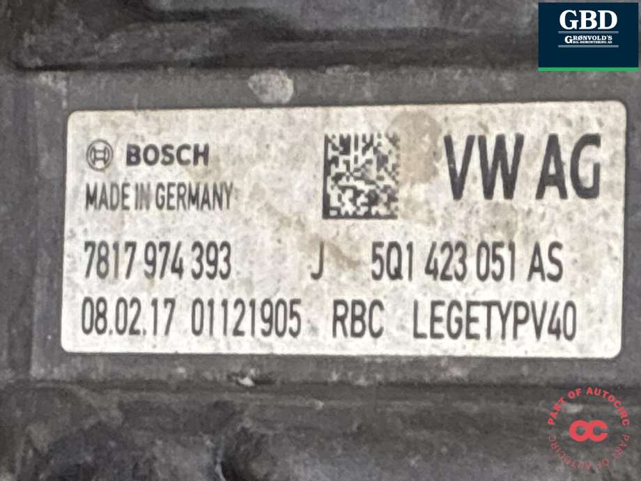 Tannstang elektrisk til Audi A3 2016-2020 (Type III, Fase 2) (5Q1 423 055 M|5Q1 423 055 F| 7805501673|5Q1 423 055 FX| 7817974393)