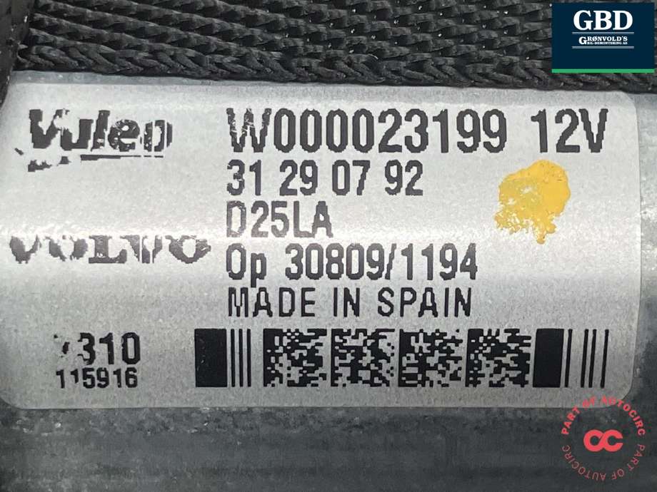 Viskermotor bakrute til Volvo C30 2010-2012 (Fase 2)  (VALEO|31290792|W000023199|)