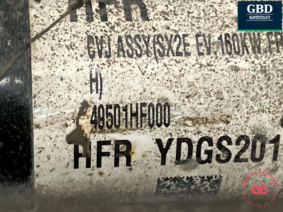 Drivaksel høyre foran, elbil til Hyundai Kona 2024-->> (Type II) (49501-HF000|49501HF000|)