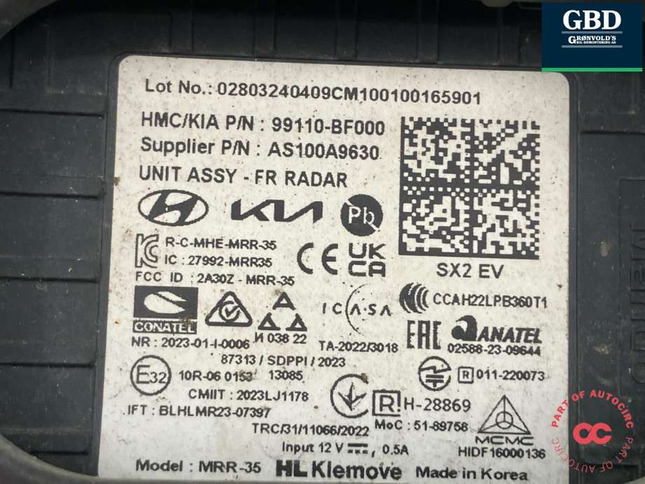 Sensor radar til Hyundai Kona 2024-->> (Type II)  (99110-BF000|)