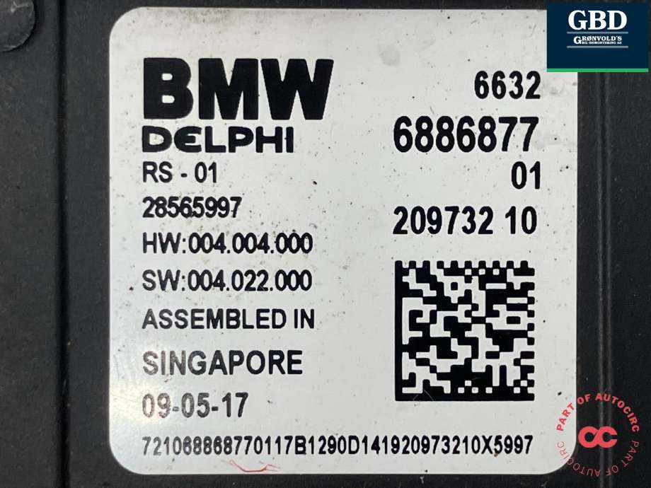 Sensor blindsone til BMW 5-Serie 2017-->> (G30/G31) (G30/G31) (DELPHI|66 32 6 891 728|6632 6886877|28565997)