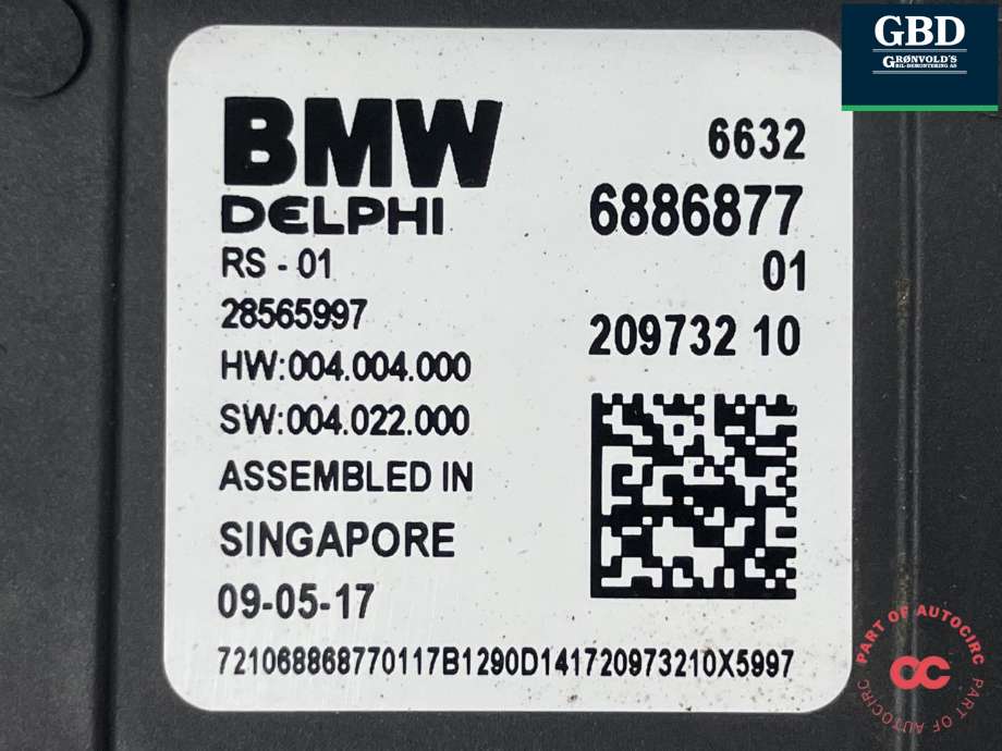 Sensor blindsone til BMW 5-Serie 2017-->> (G30/G31) (G30/G31) (DELPHI|66 32 6 891 728|6632 6886877|28565997)