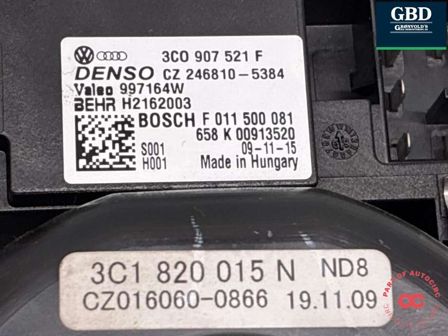 Varmeapparat motor til VW Golf, Plus/Cross 2009-2013 (Fase 2)  (3C1 820 015 M|3C1 820 015 N|)
