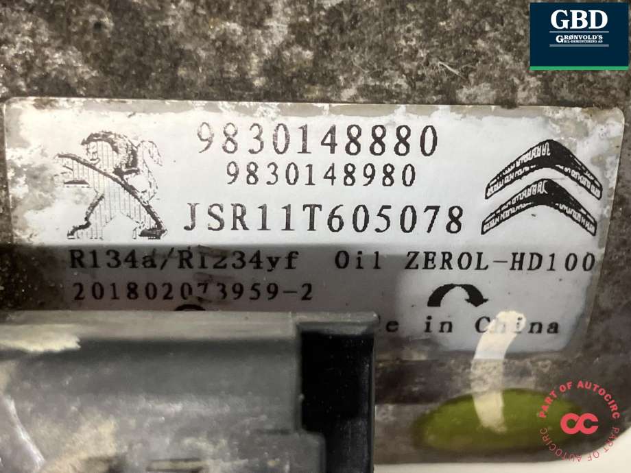 Aircondition kompressor til Peugeot Expert 2016-->> (Type III)  (98 301 488 80|16 364 629 80|JSR11T605078)