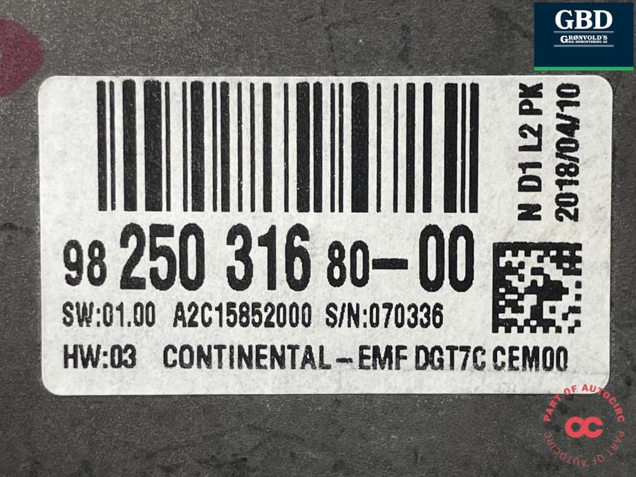 Bilstereo navigasjon skjerm til Peugeot Expert 2016-->> (Type III)  (CONTINENTAL|98 316 658 80|98 250 316 80|98 250 319 80| A2C15852000)