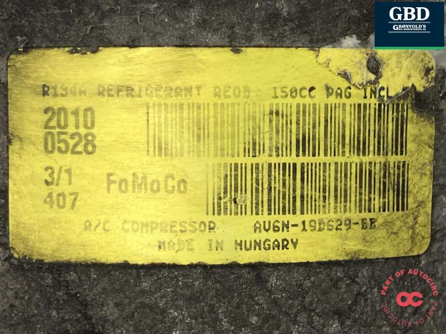 Aircondition kompressor til Ford S-Max 2010-2015 (Type I, Fase 2) (1852378|AV61-19D629-DC|AV61-19D629-BB)