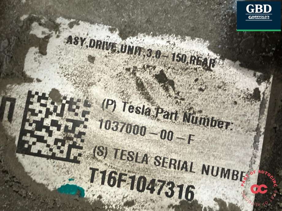 Motor elbil bak til Tesla Model S 2016-2021 (Fase 2)  (1037000-20-A|1037000-00-F|)