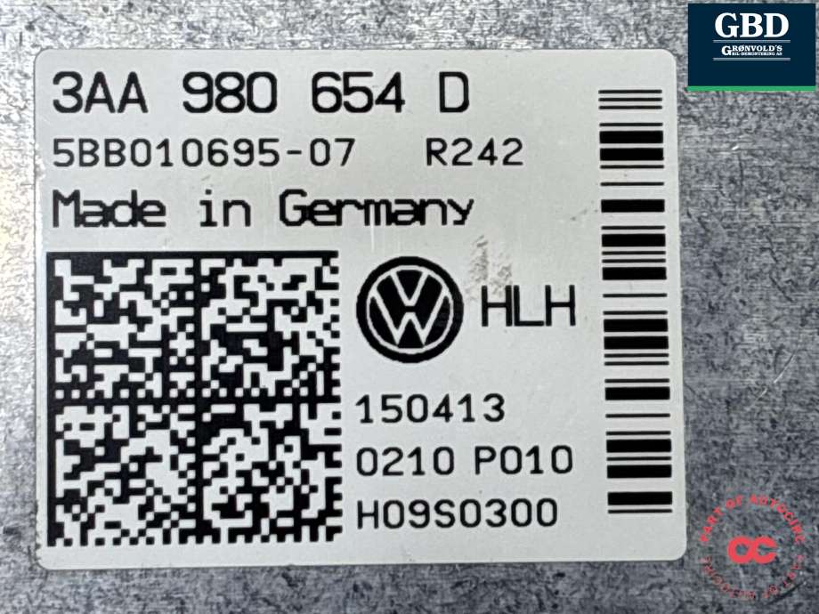 Kamera til VW Passat 2011-2015 (B7) (B7) (3AA 980 654 D Z1D|3AA 980 654 D Z10|3AA 980 654 D| 5BB010695-07)