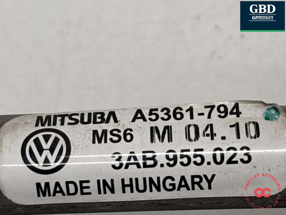 Viskermotor frontrute komplett m/overføring til VW Passat 2011-2015 (B7) (B7) (3AB 955 023 A|3AB 955 419|3AB 955 023)