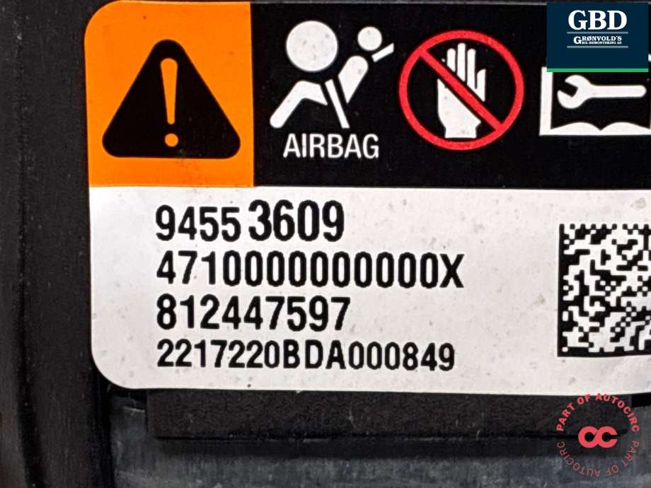 Airbag rattpute til Opel Ampera-e 2017-->> (Type II) (42620605|94553609|)
