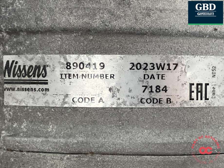 Aircondition kompressor til Ford Transit Connect 2013-2018 Type II, Fase 1  (NISSENS|2069520|F1F1-19D629-HC|890419)