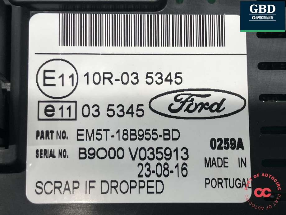 Instrument kjørecomputer til Ford Transit Connect 2013-2018 Type II, Fase 1  (2014481|EM5T-18B955-BD)