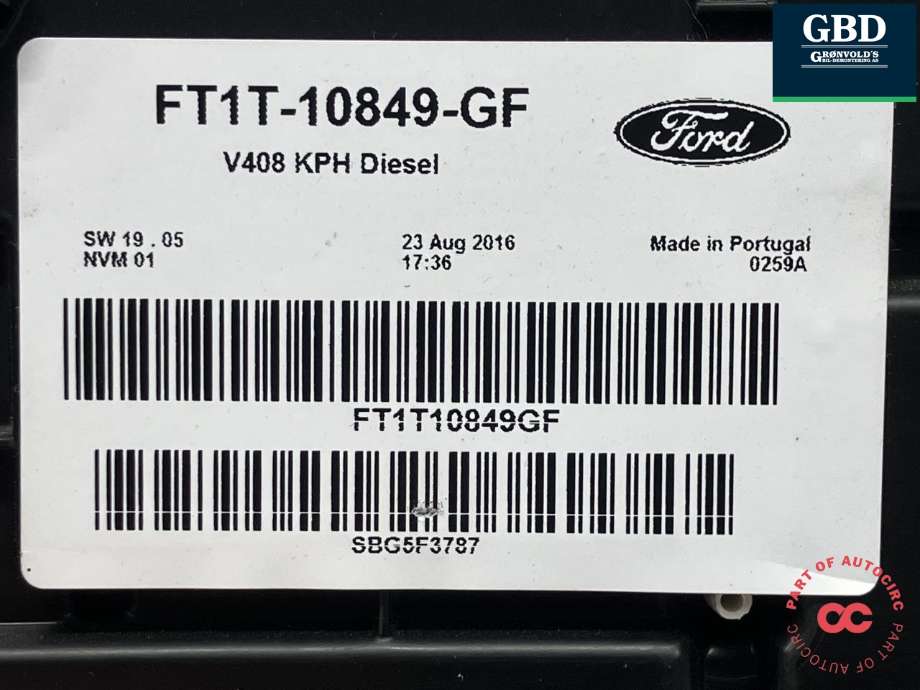 Instrumentpanel til Ford Transit Connect 2013-2018 Type II, Fase 1 (2005173|FT1T-10849-GF)