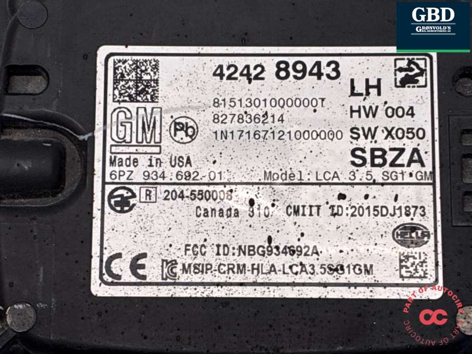 Sensor blindsone til Opel Ampera-e 2017-->> (Type II)  (42625292|23395351|42428943)