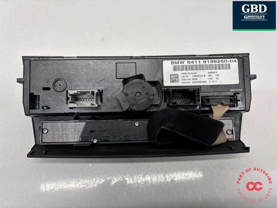 Varmeapparat betjening til BMW 3-Serie 2005-2011 (E90/E91/E92/E93) (E90/E91/E92/E93) (64 11 9 199 260|6411 9199260-04|)